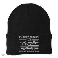 I'm Here Because You Broke Something US Flag Wrench Hammer Beanie thumb 0