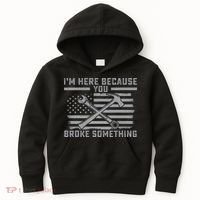 I'm Here Because You Broke Something US Flag Wrench Hammer Kids Hoodie thumb 0