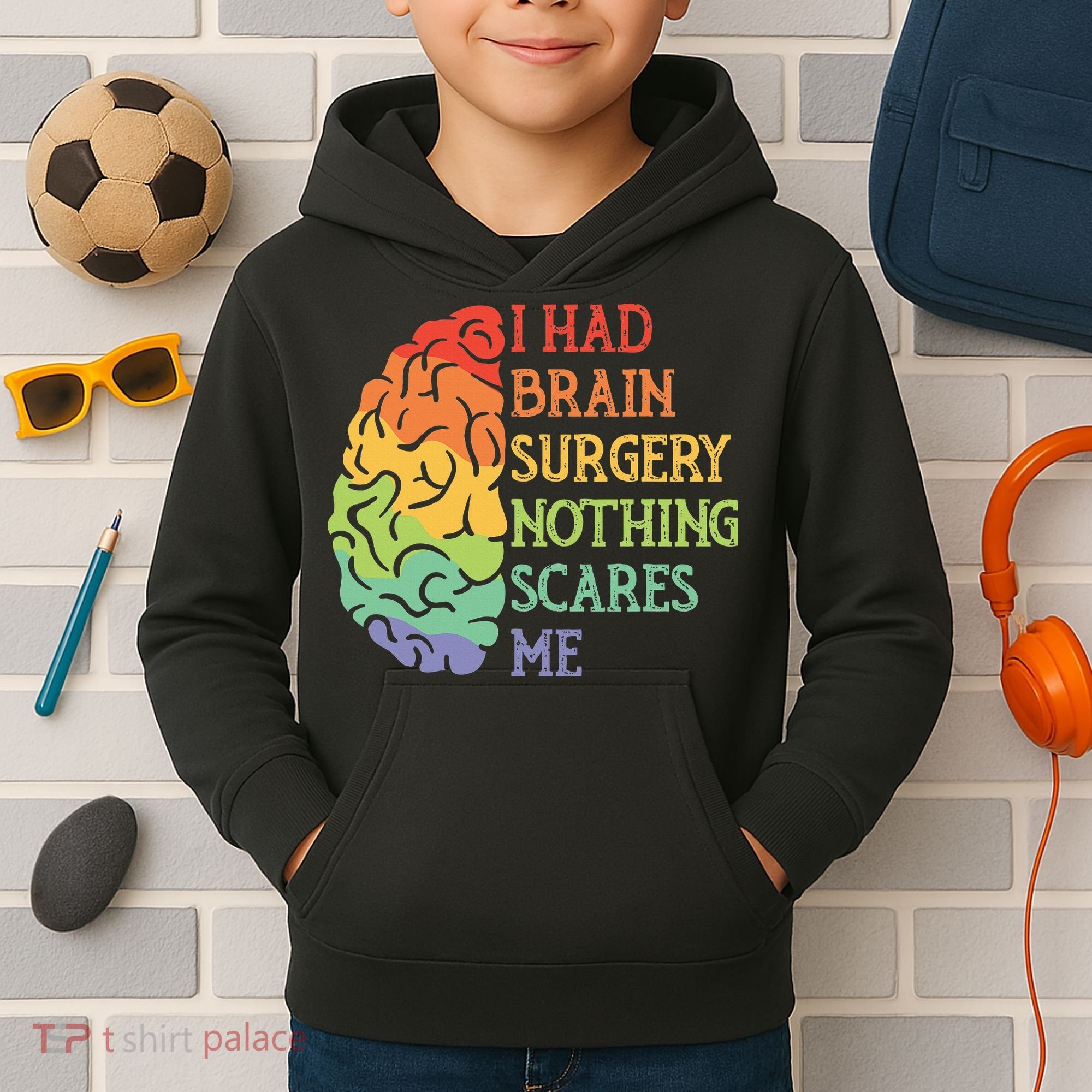 I Had Brain Surgery Nothing Scares Me Survivor Kids Hoodie