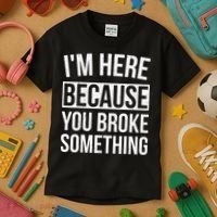 Im Here Because You Broke Something Funny Mechanic Gifts Kids T-Shirt thumb 3