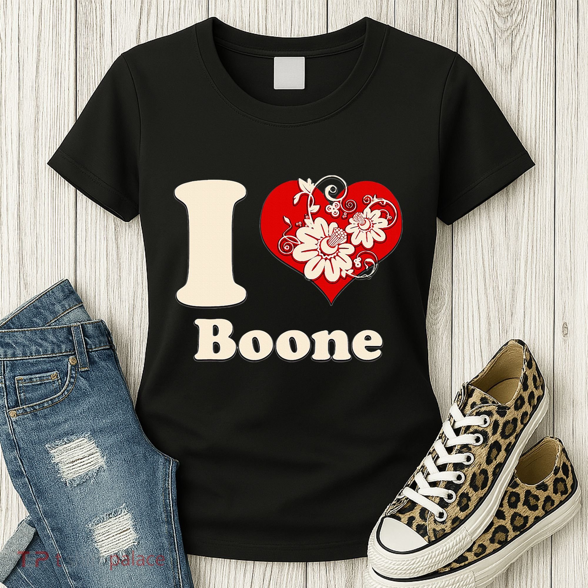 I Heart Boone North Carolina Floral Women's T-Shirt