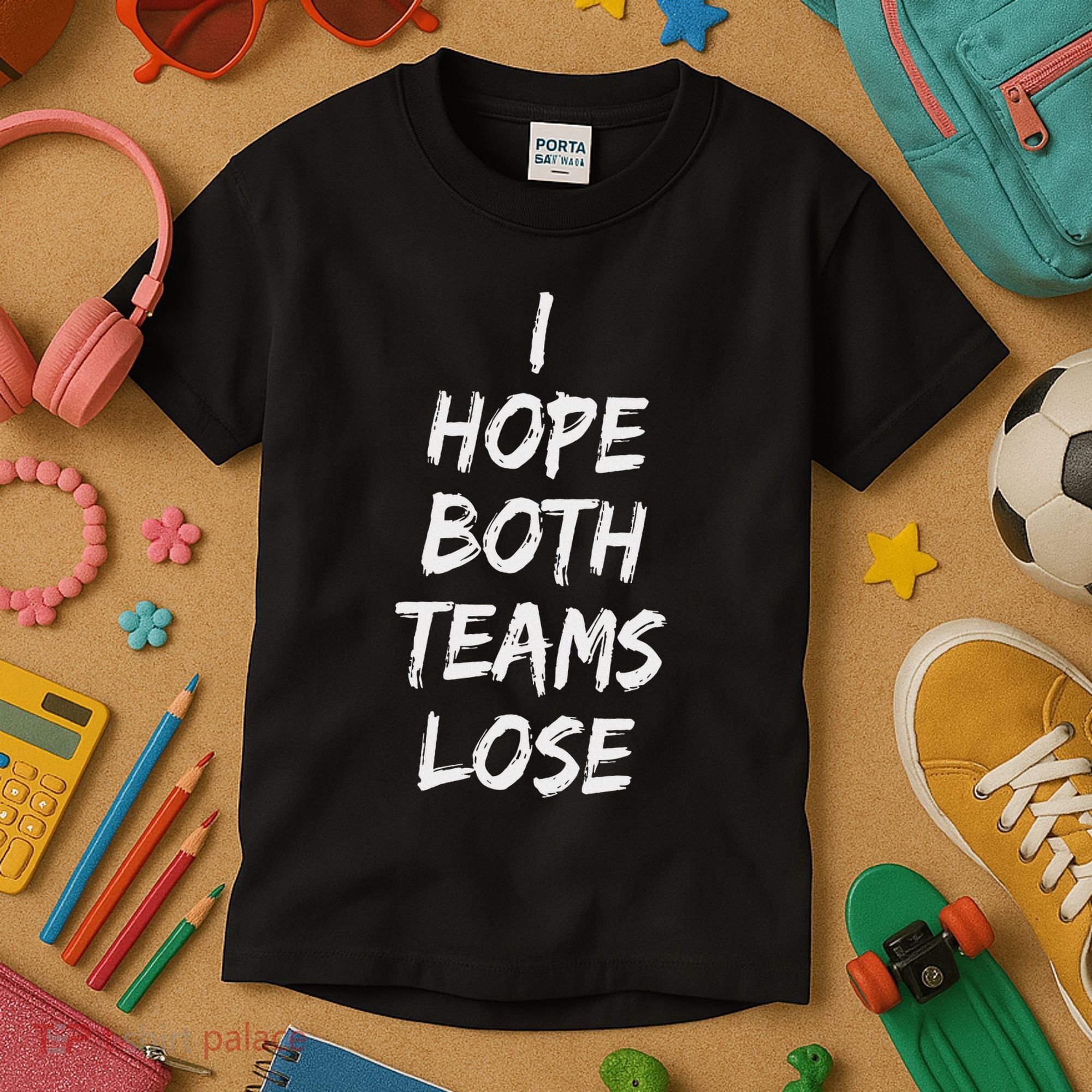 I Hope Both Teams Lose Sports Sarcasm Meme Kids T-Shirt