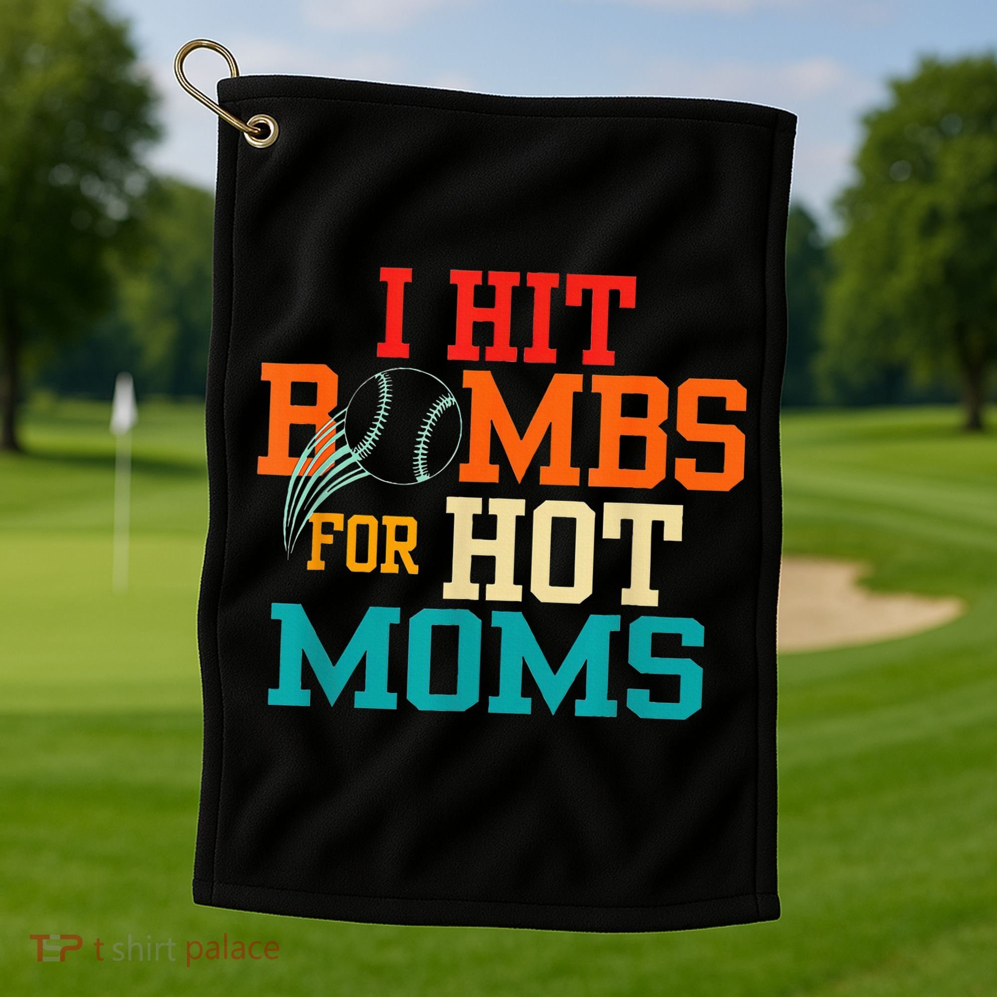 I Hit Bombs For Hot Moms Golf Towel