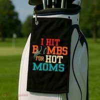 I Hit Bombs For Hot Moms Golf Towel thumb 2