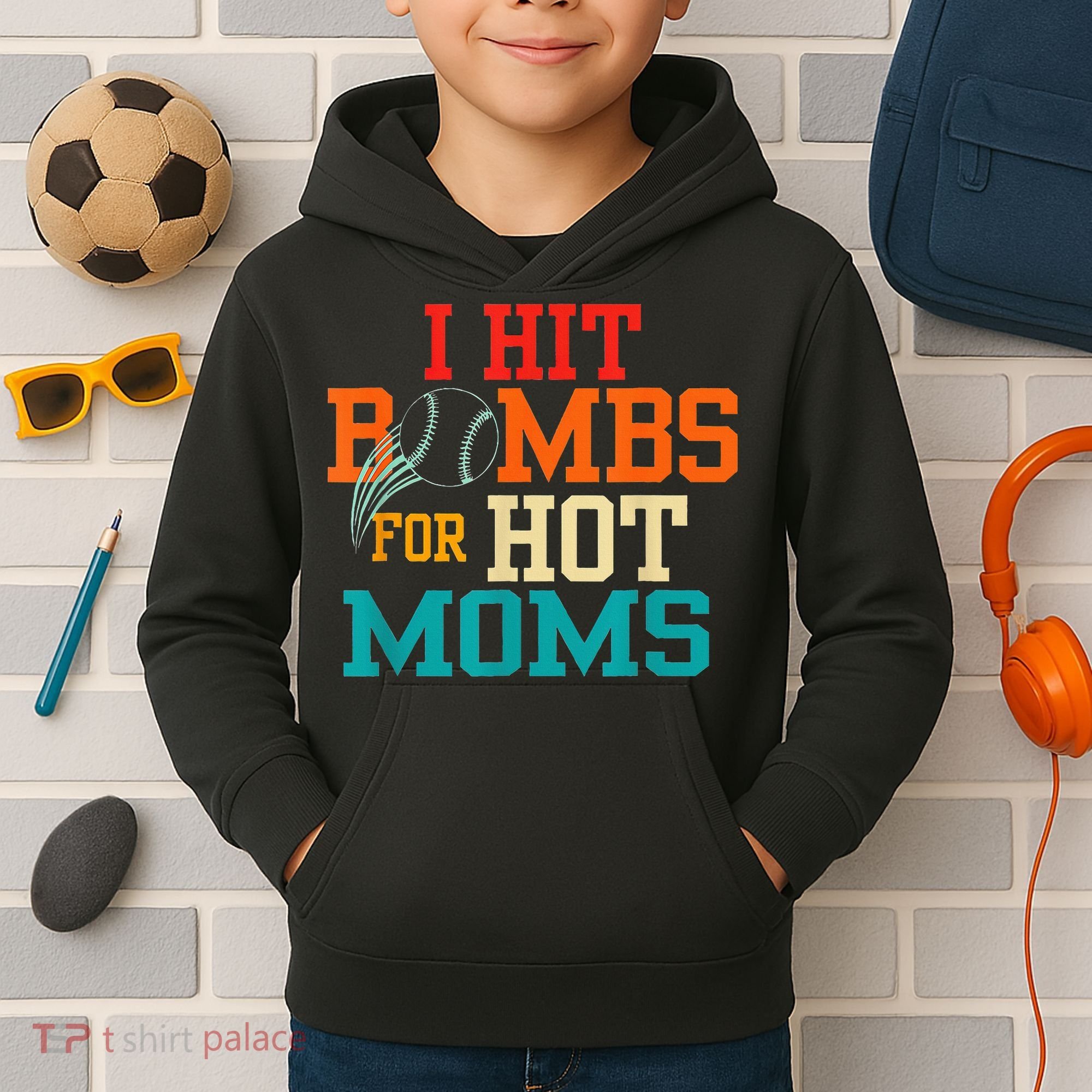I Hit Bombs For Hot Moms Kids Hoodie