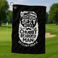 I Hate Being Sexy But I'm A Chubby Bearded Man Funny Beard Golf Towel thumb 1