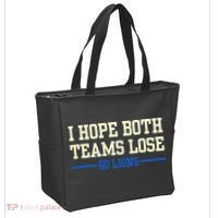 I Hope Both Teams Lose Go Lions Funny Sports Tote Bag thumb 2