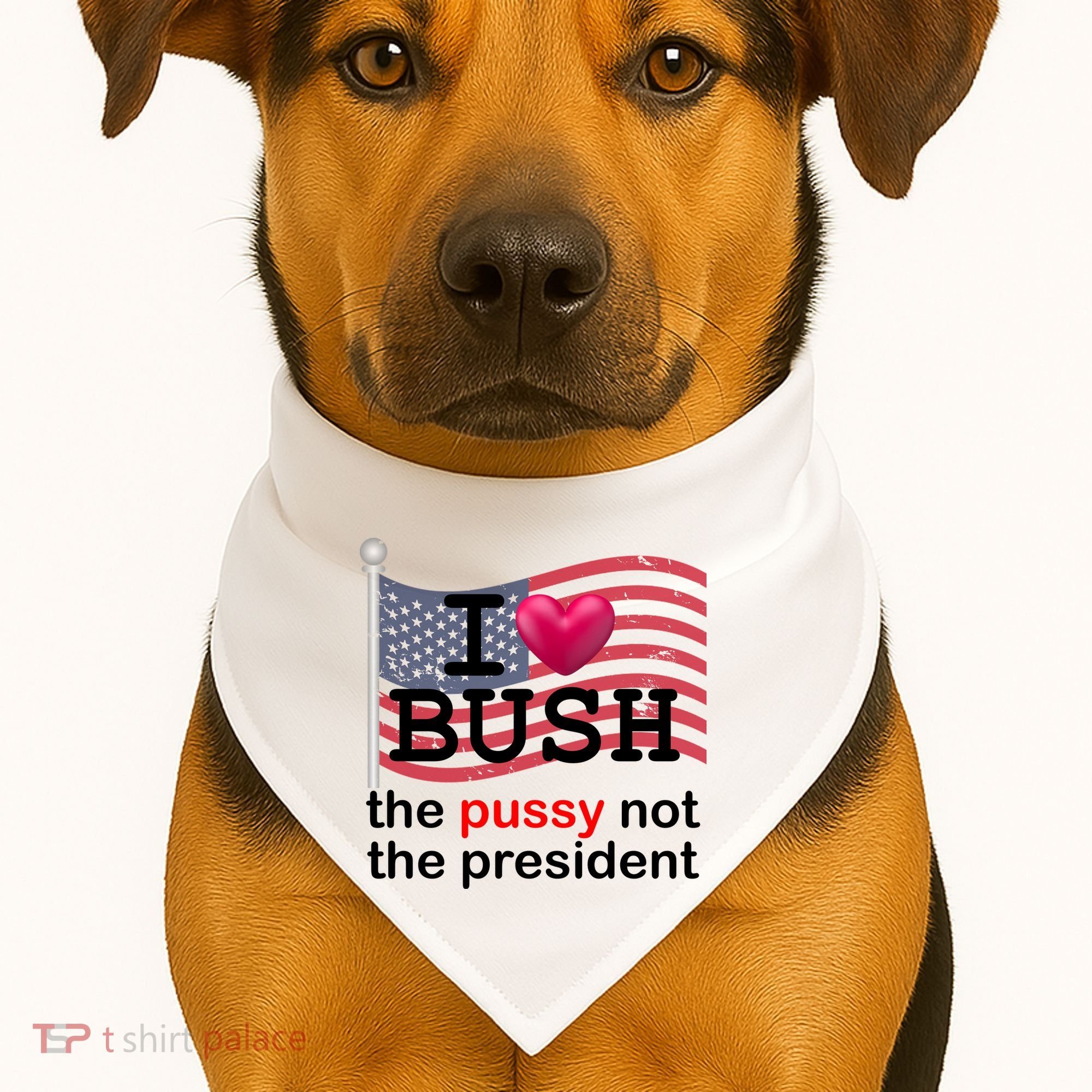 I Heart Bush The Pussy Not The President USA-Made Doggie Bandana