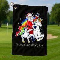 I Have Been Missing Out Santa Riding Unicorn Golf Towel thumb 1