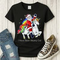 I Have Been Missing Out Santa Riding Unicorn Women's T-Shirt thumb 3