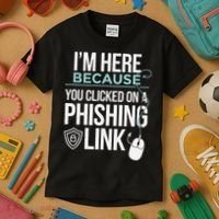 IM Here Because You Clicked On Phishing Link Cyber Security Kids T-Shirt thumb 3