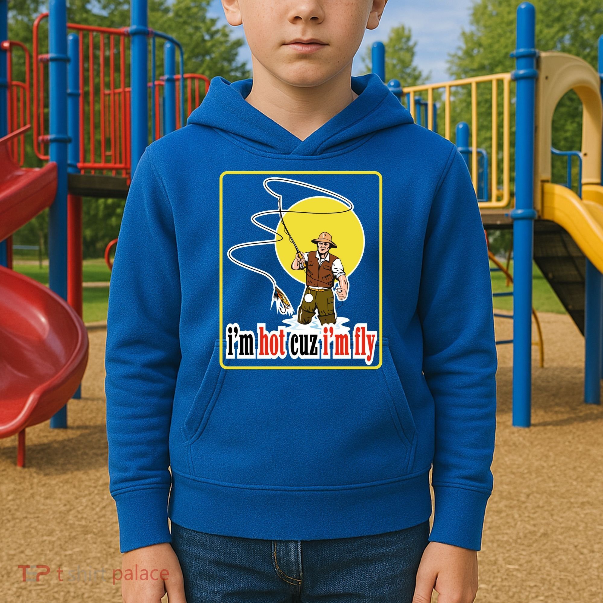 I'm Hot Cuz I'm Fly Fly Fishing Funny Kids Hoodie