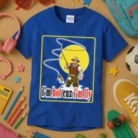 I'm Hot Cuz I'm Fly Fly Fishing Funny Kids T-Shirt thumb 3