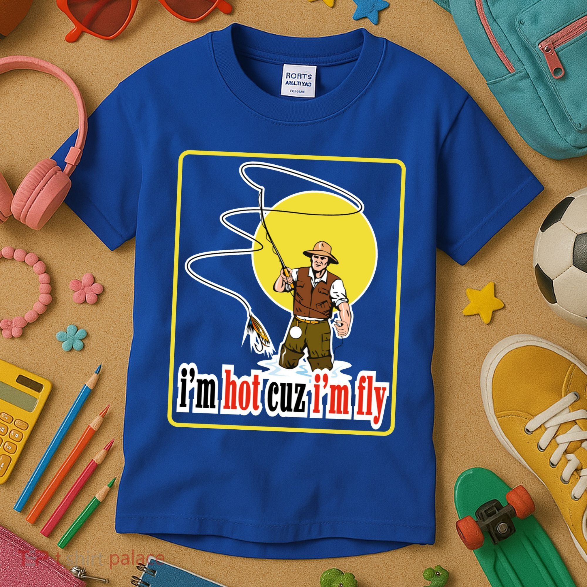 I'm Hot Cuz I'm Fly Fly Fishing Funny Kids T-Shirt