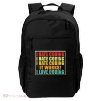 I Hate Coding It Works I Love Coding Funny Programmer Backpack thumb 0