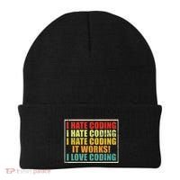 I Hate Coding It Works I Love Coding Funny Programmer Beanie thumb 0