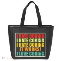 I Hate Coding It Works I Love Coding Funny Programmer Tote Bag thumb 0