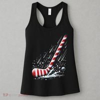 Ice Hockey Christmas Candy Cane Hockey Stick Funny Xmas Gift Women's Tank Top thumb 3