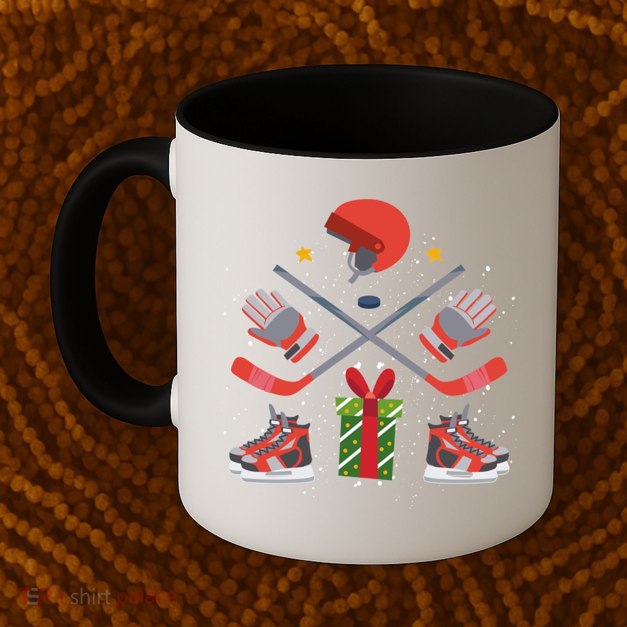 Ice Hockey Christmas Tree Ornats Funny Xmas Gift Coffee Mug
