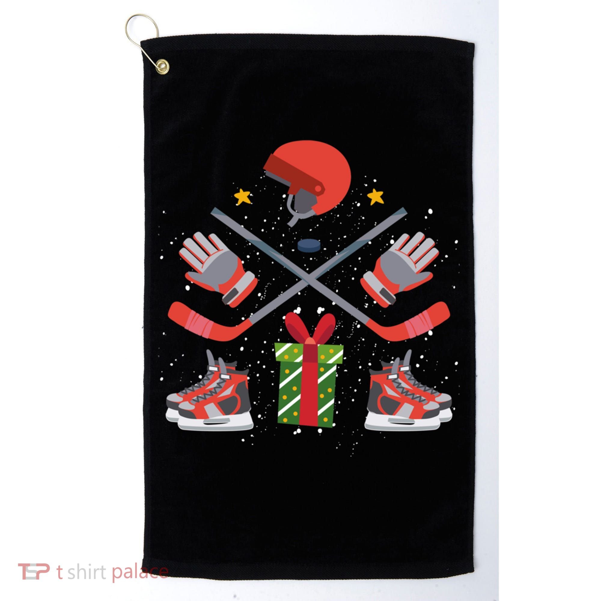 Ice Hockey Christmas Tree Ornats Funny Xmas Gift Golf Towel