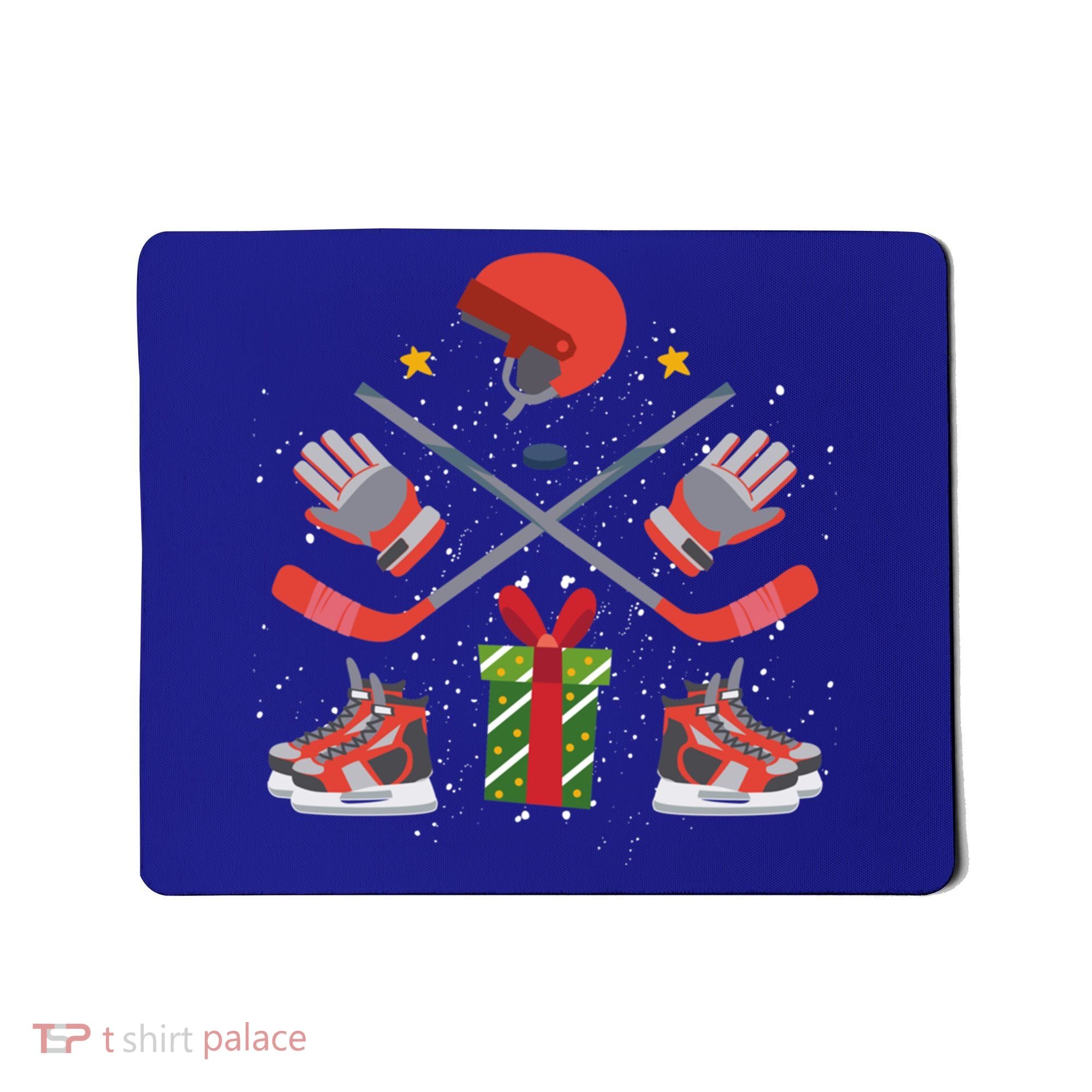 Ice Hockey Christmas Tree Ornats Funny Xmas Gift Mousepad
