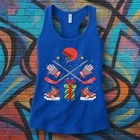 Ice Hockey Christmas Tree Ornats Funny Xmas Gift Women's Tank Top thumb 3