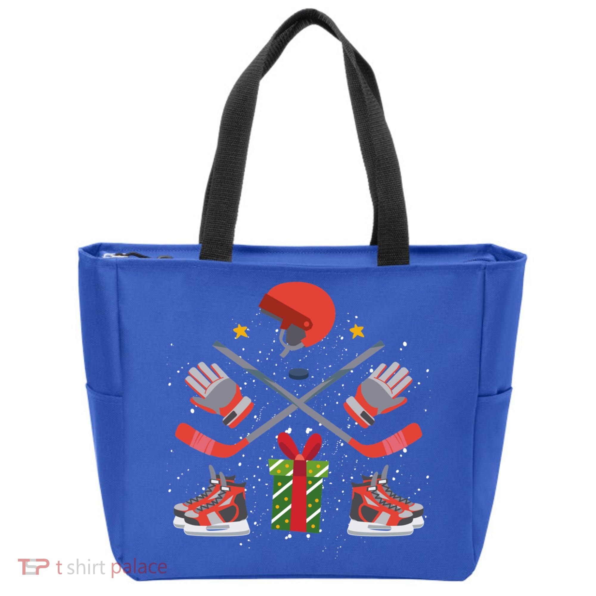 Ice Hockey Christmas Tree Ornats Funny Xmas Gift Tote Bag