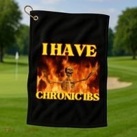 I Have Chronic Ibs Funny Cool Hard Skeleton Meme Golf Towel thumb 1