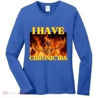 I Have Chronic Ibs Funny Cool Hard Skeleton Meme Women's Long Sleeve Shirt thumb 0