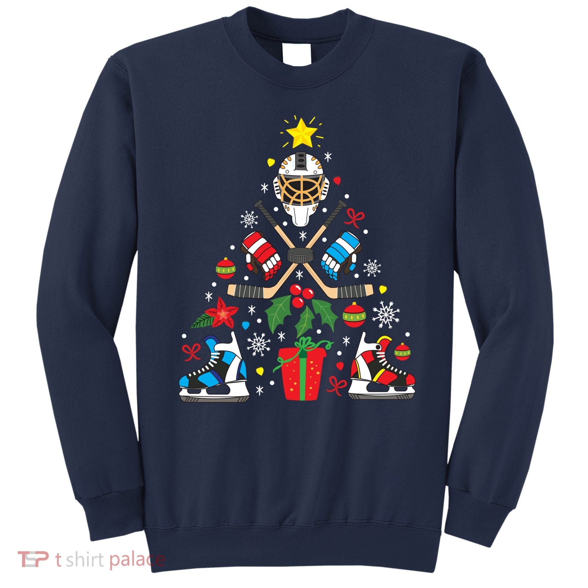 Ice Hockey Christmas Ornament Tree Funny Xmas Gift Boy Sweatshirt