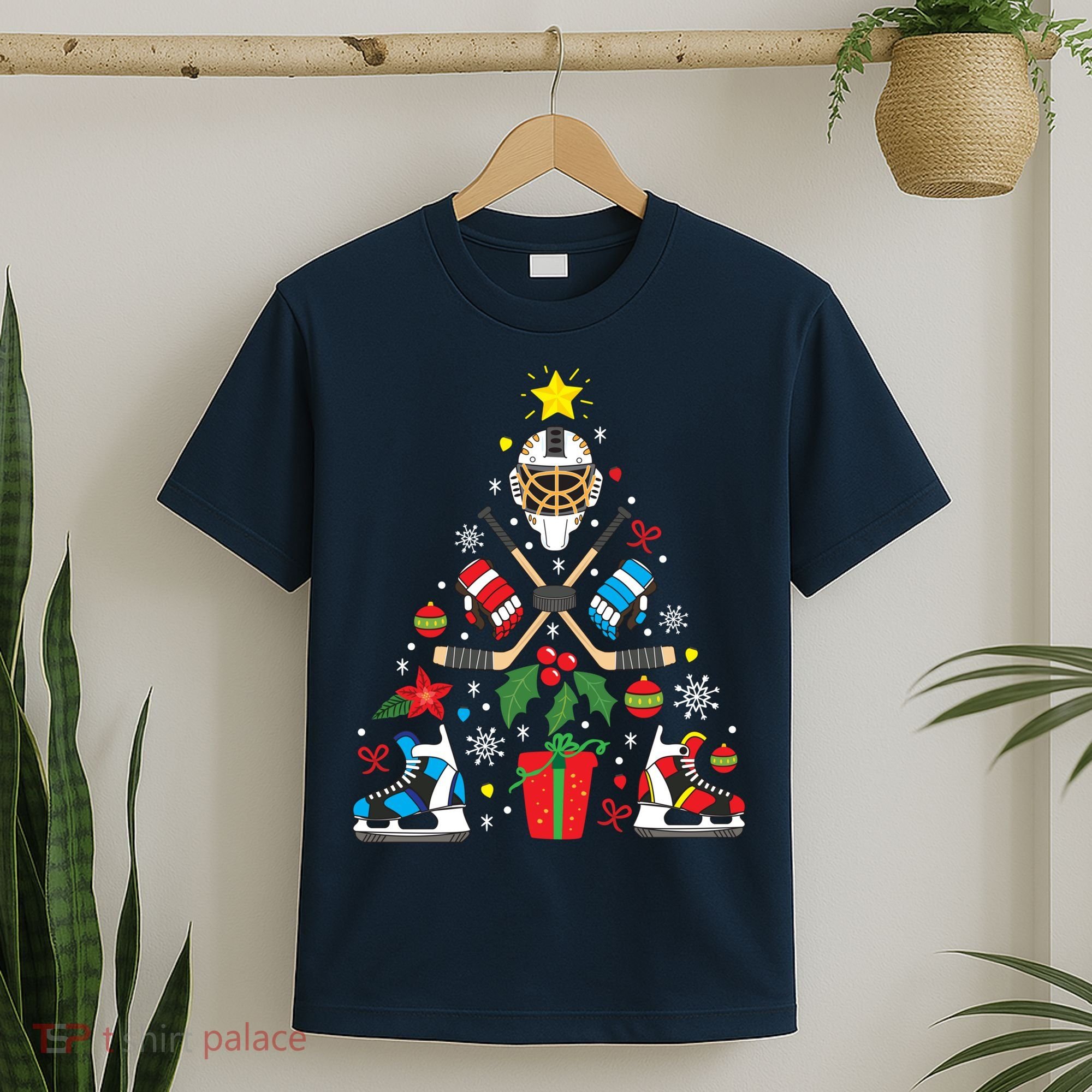 Ice Hockey Christmas Ornament Tree Funny Xmas Gift Boy T-Shirt