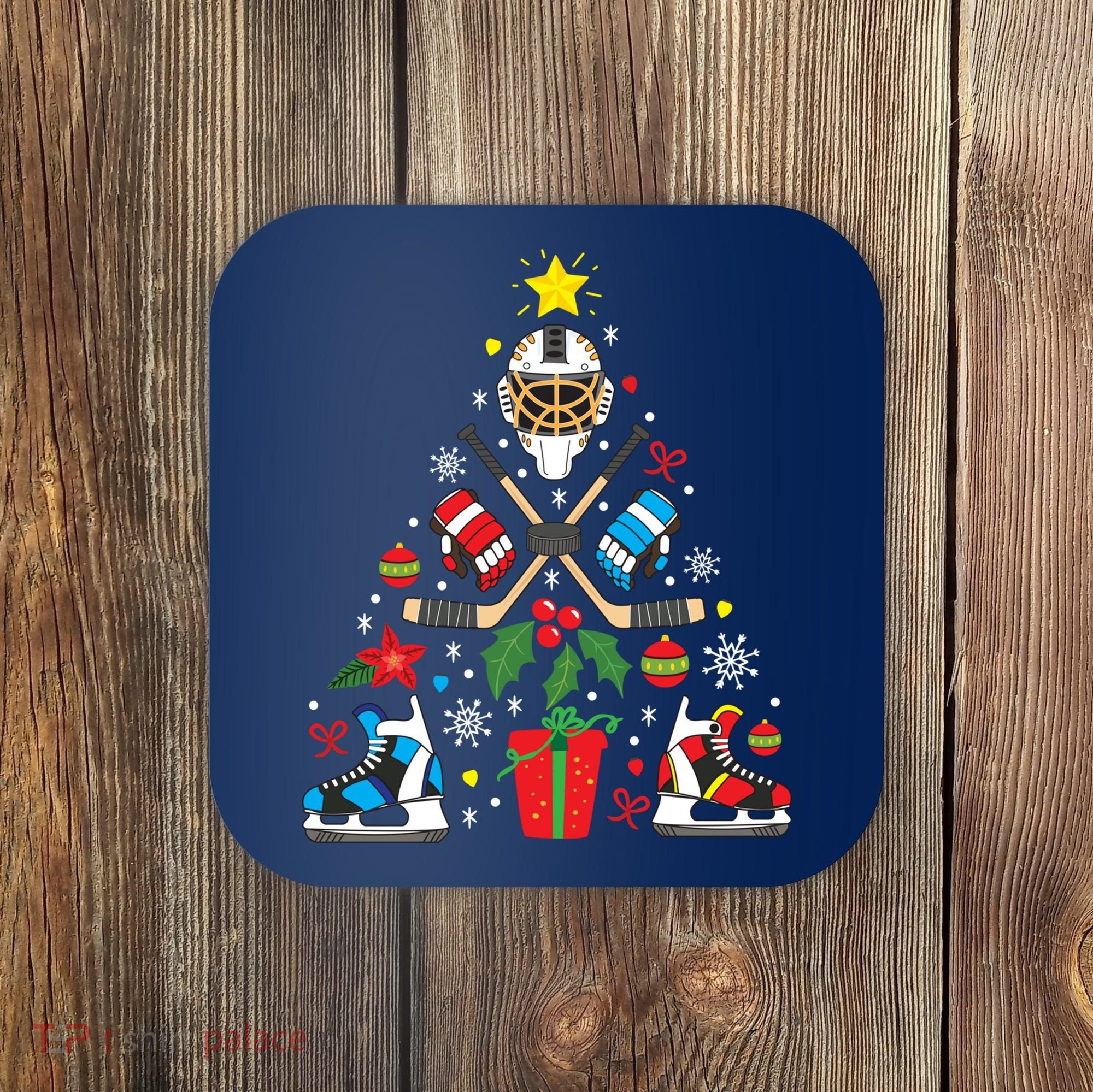 Ice Hockey Christmas Ornament Tree Funny Xmas Gift Boy Coaster