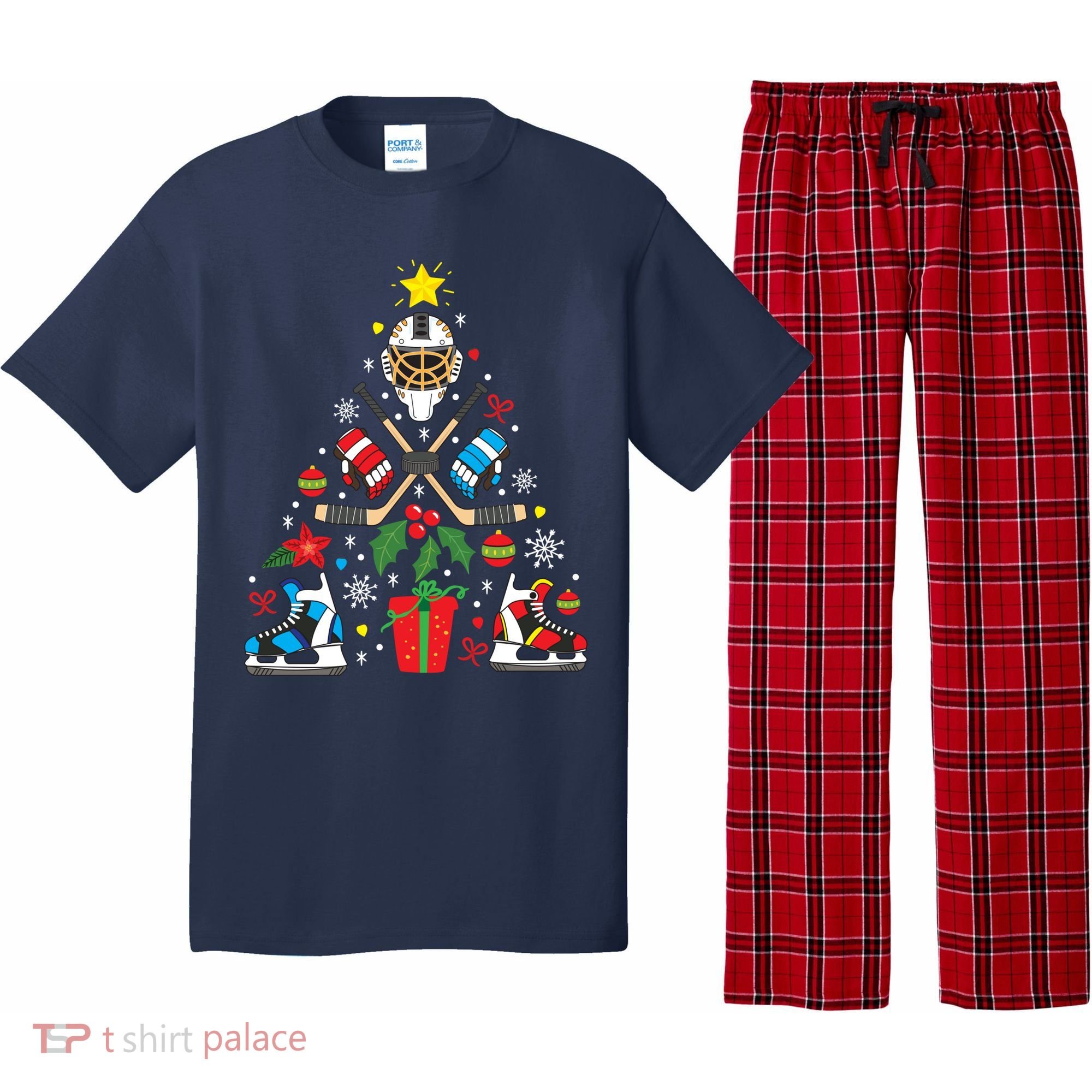 Ice Hockey Christmas Ornament Tree Funny Xmas Gift Boy Pajama Set