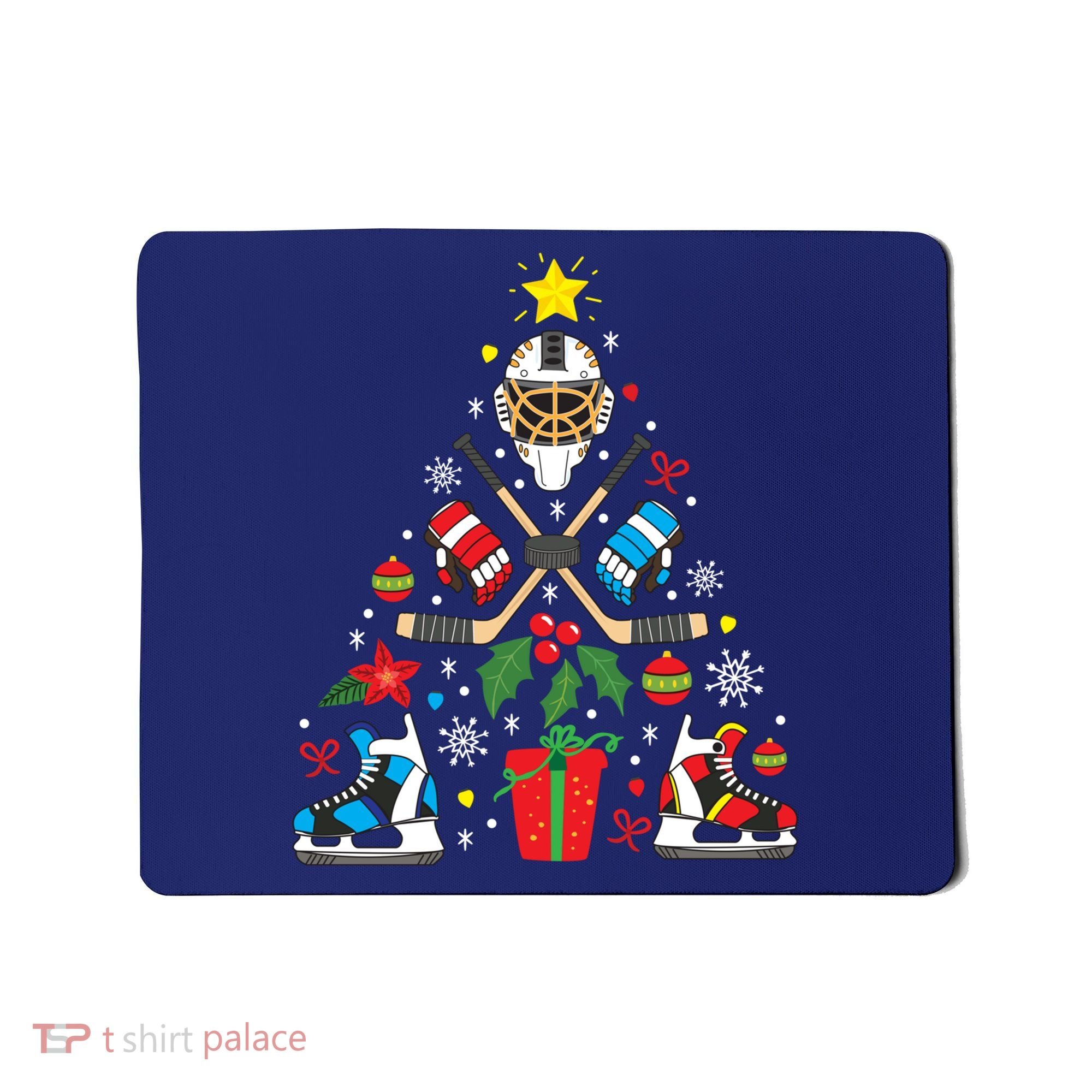 Ice Hockey Christmas Ornament Tree Funny Xmas Gift Boy Mousepad