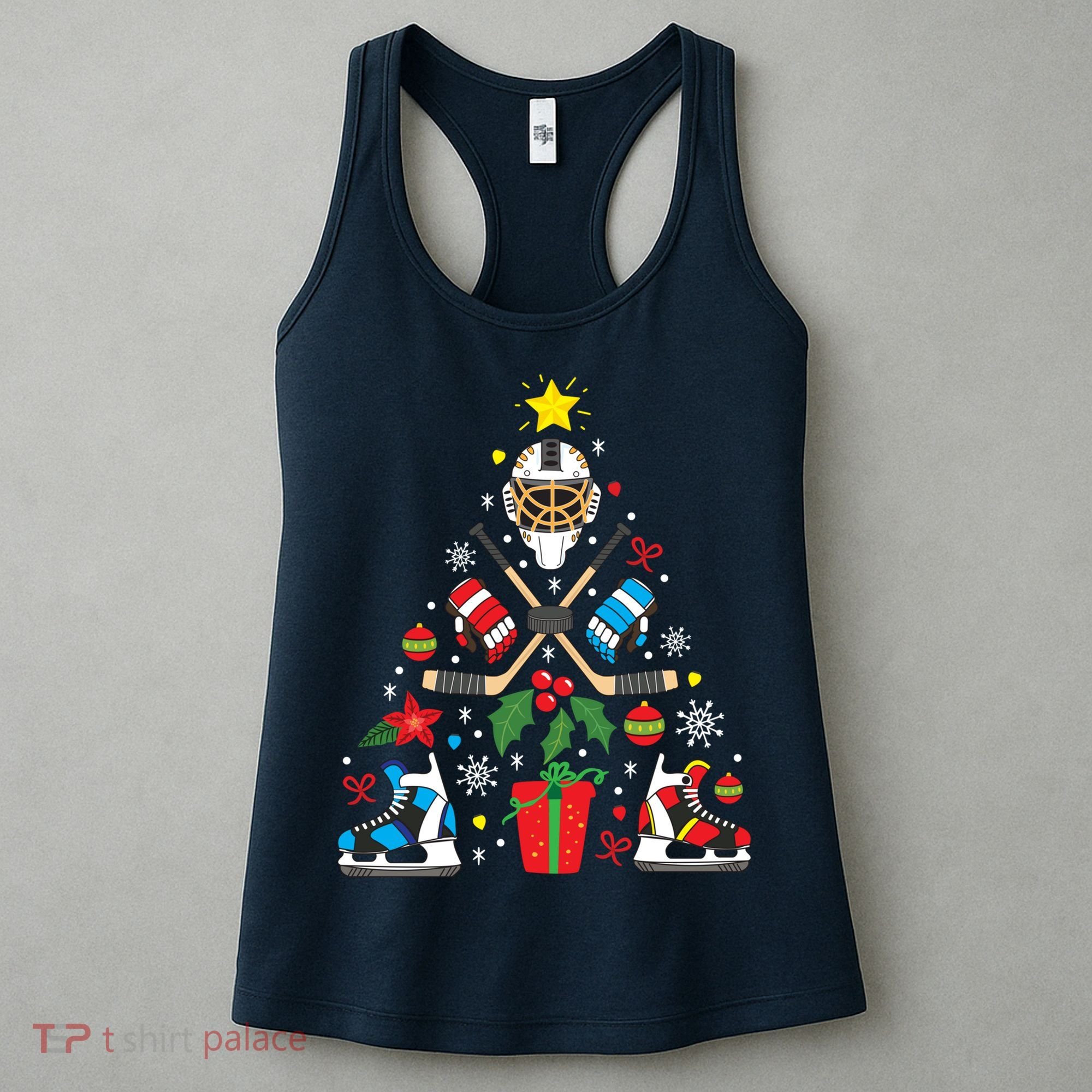 Ice Hockey Christmas Ornament Tree Funny Xmas Gift Boy Women's Tank Top