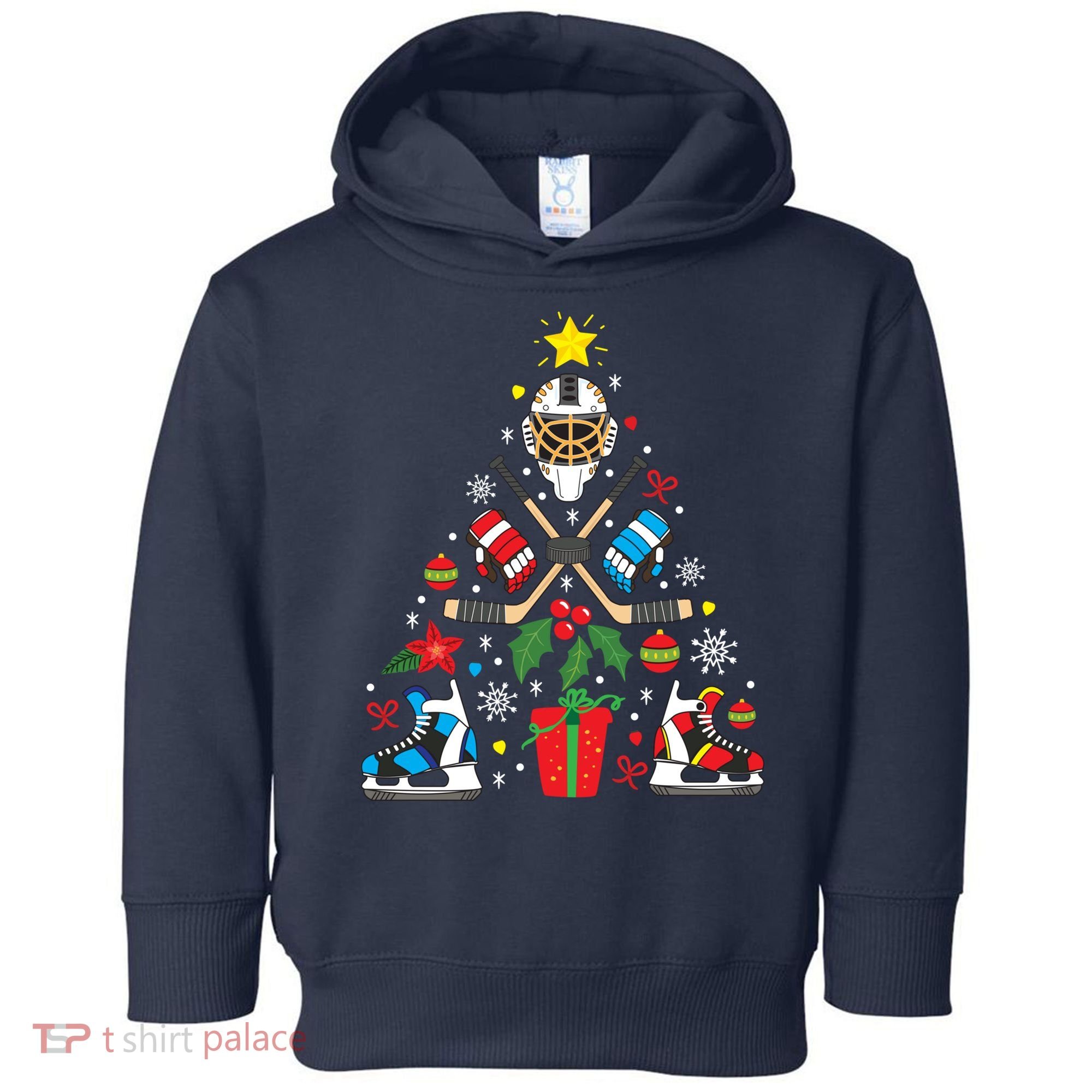 Ice Hockey Christmas Ornament Tree Funny Xmas Gift Boy Toddler Hoodie
