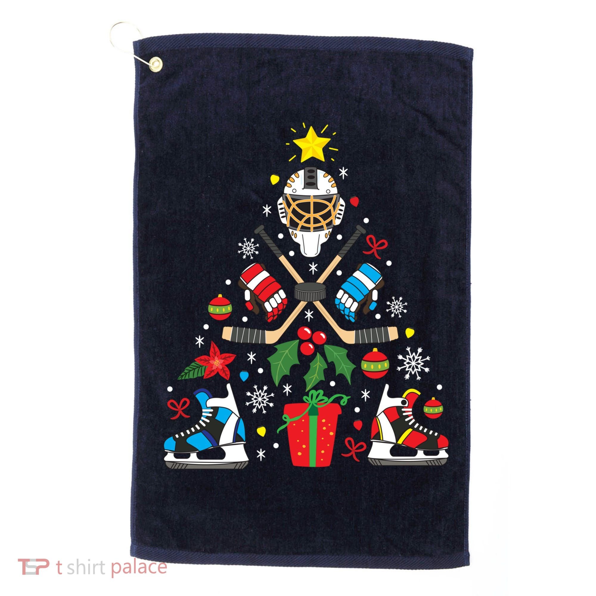 Ice Hockey Christmas Ornament Tree Funny Xmas Gift Boy Golf Towel