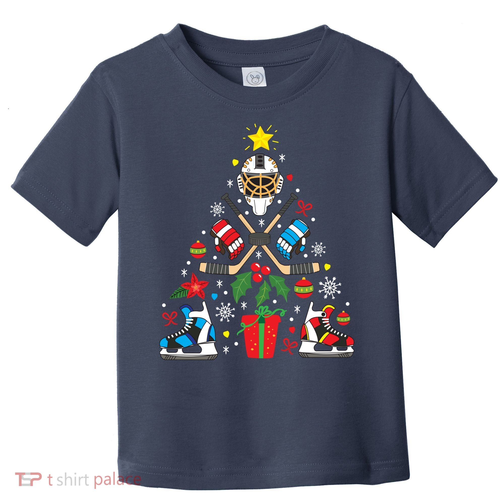 Ice Hockey Christmas Ornament Tree Funny Xmas Gift Boy Toddler T-Shirt