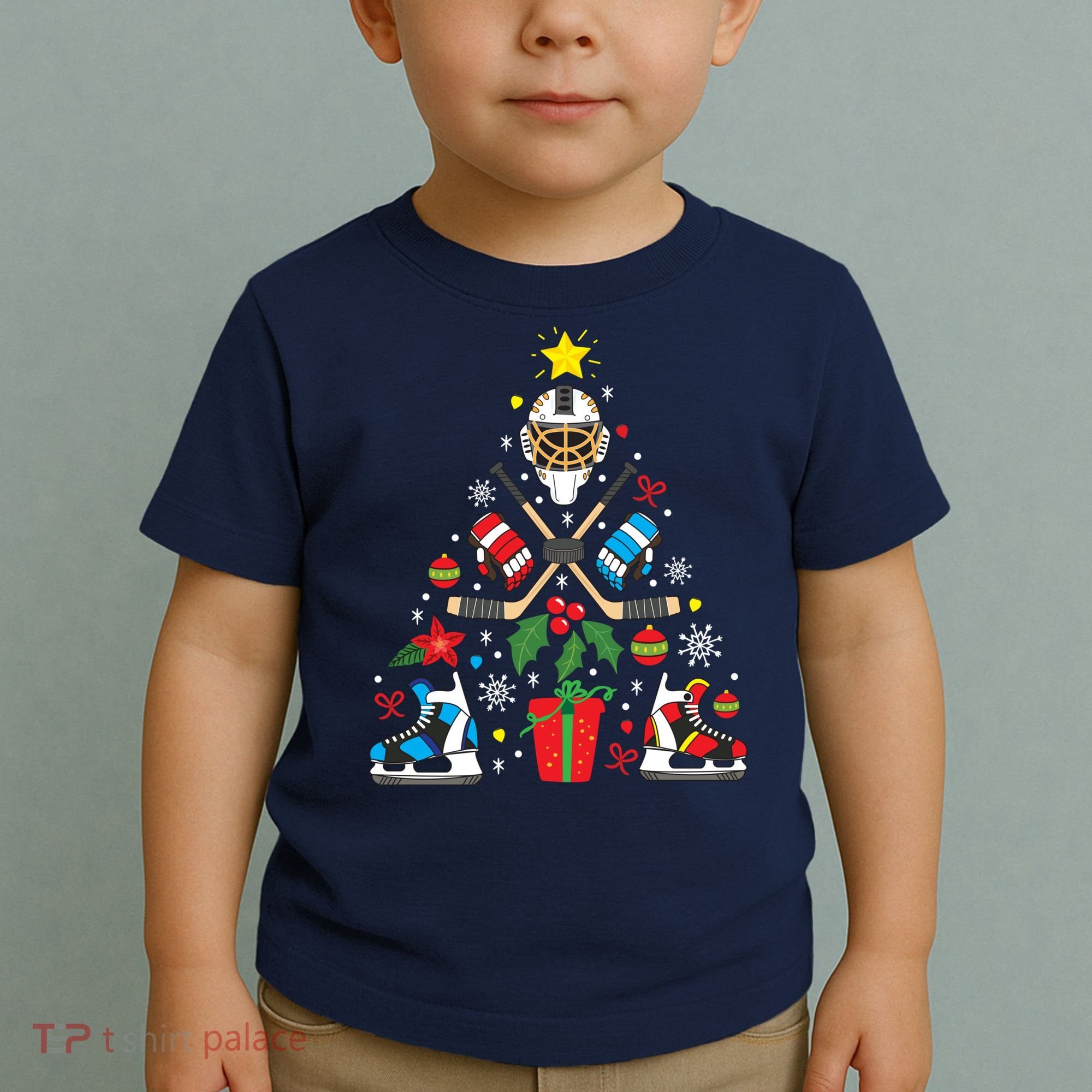 Ice Hockey Christmas Ornament Tree Funny Xmas Gift Boy Toddler T-Shirt