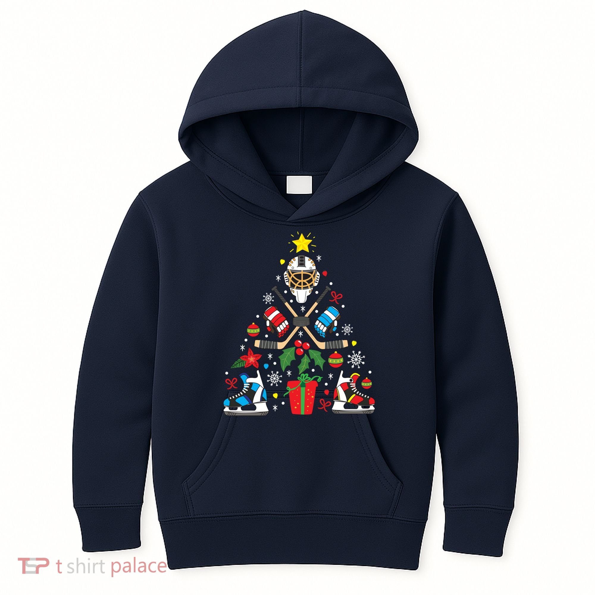 Ice Hockey Christmas Ornament Tree Funny Xmas Gift Boy Kids Hoodie