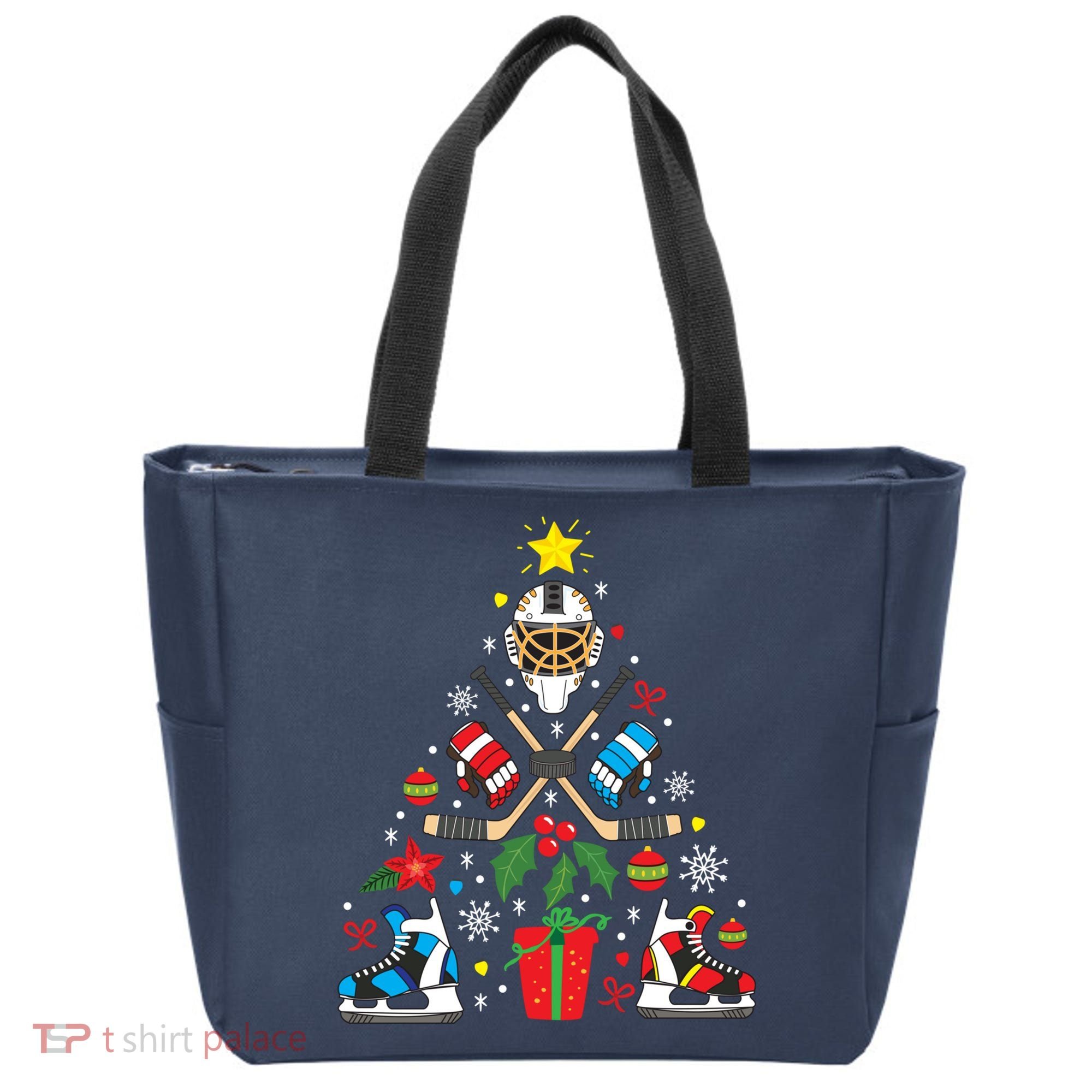 Ice Hockey Christmas Ornament Tree Funny Xmas Gift Boy Tote Bag