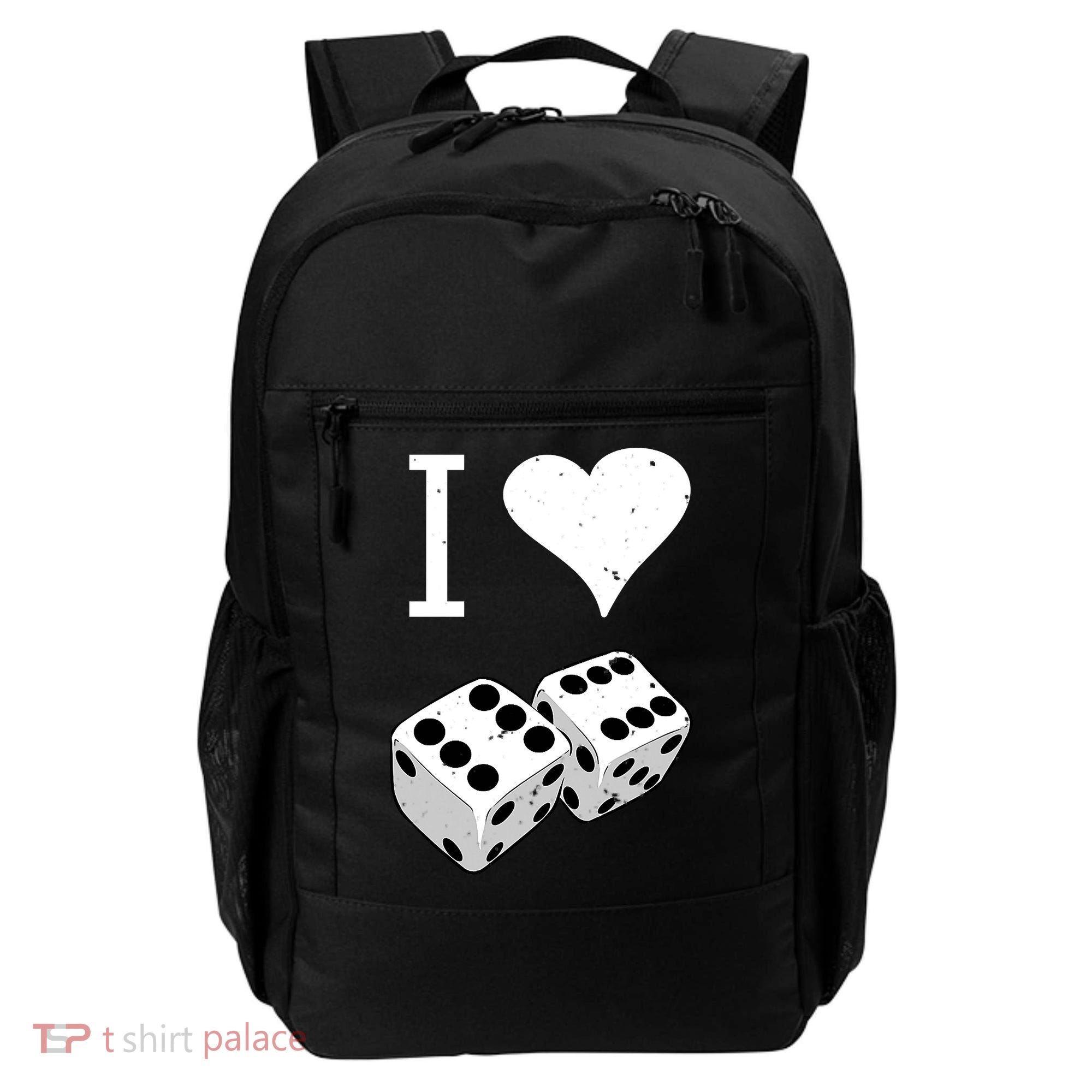 I Heart Dice Rolling Playing Betting Gambling Love Backpack