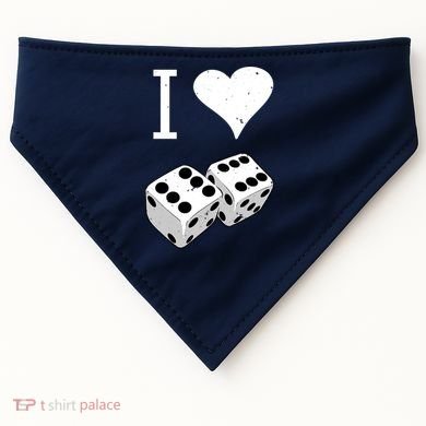I Heart Dice Rolling Playing Betting Gambling Love USA-Made Doggie Bandana