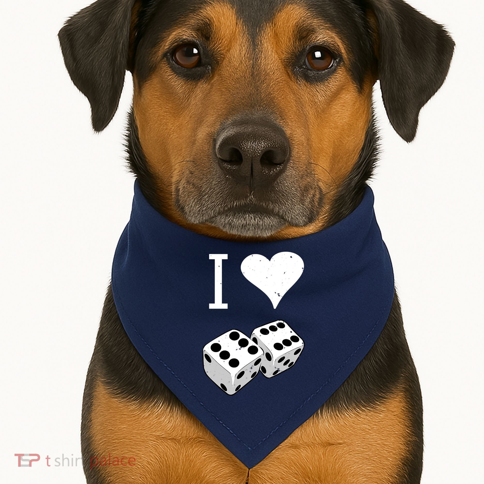 I Heart Dice Rolling Playing Betting Gambling Love USA-Made Doggie Bandana