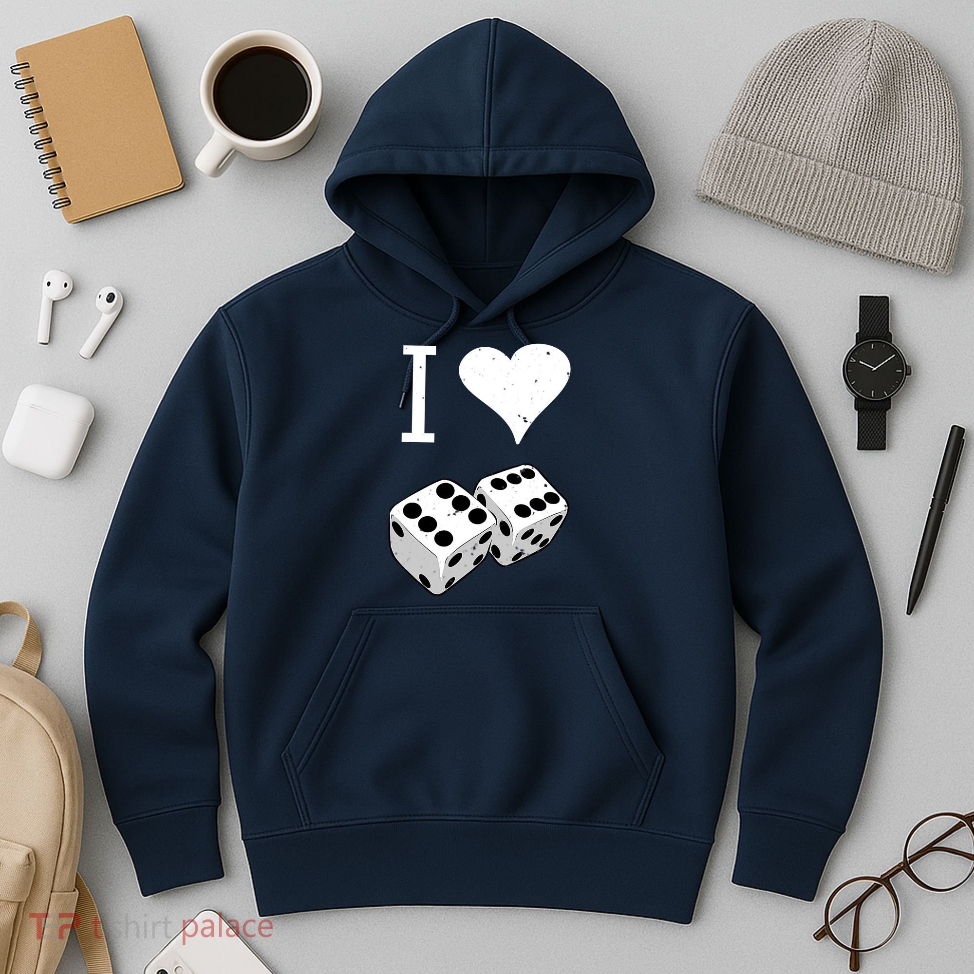 I Heart Dice Rolling Playing Betting Gambling Love Hoodie