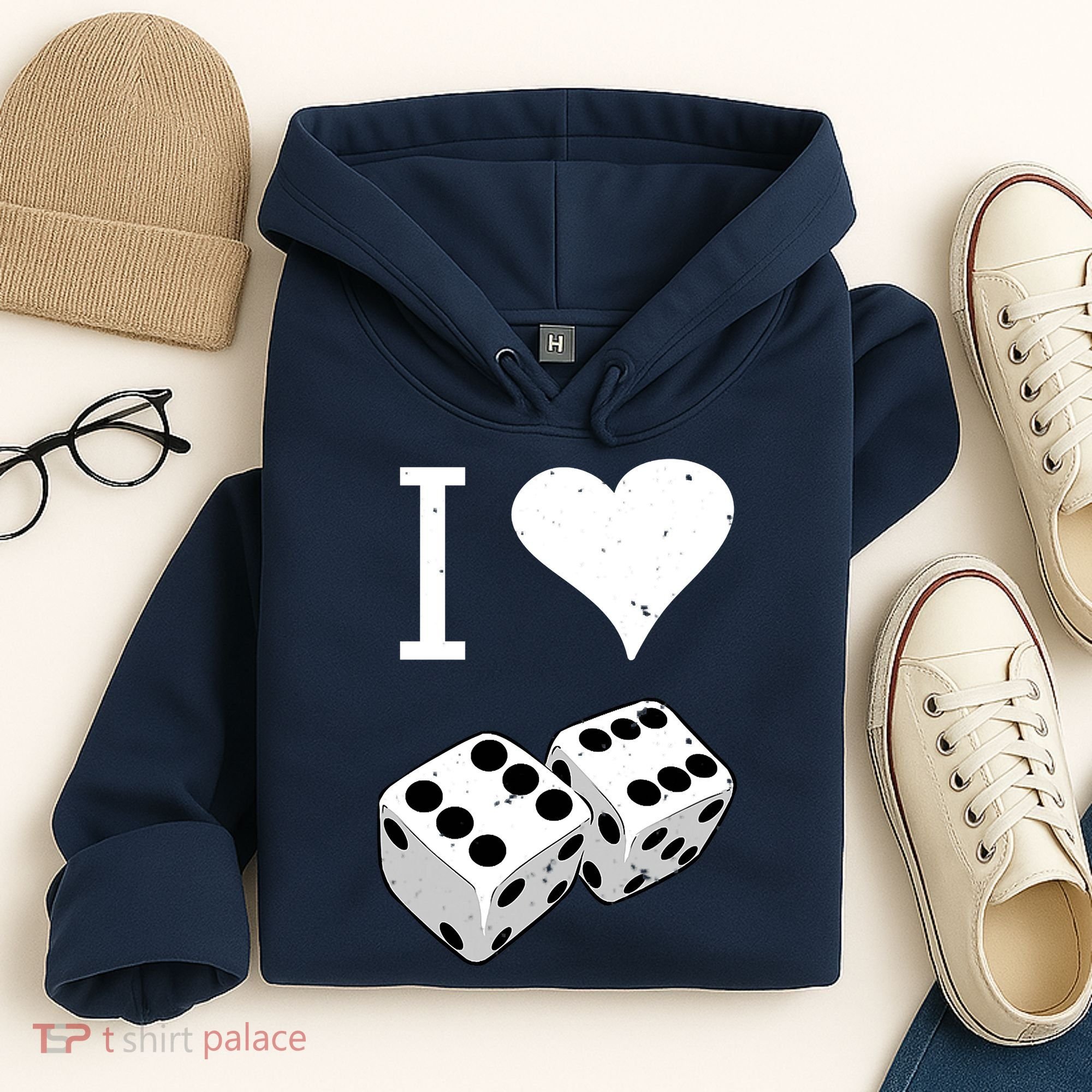 I Heart Dice Rolling Playing Betting Gambling Love Hoodie