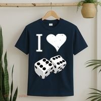 I Heart Dice Rolling Playing Betting Gambling Love T-Shirt thumb 2
