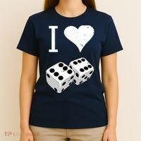 I Heart Dice Rolling Playing Betting Gambling Love T-Shirt thumb 4