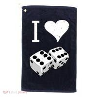 I Heart Dice Rolling Playing Betting Gambling Love Golf Towel thumb 0