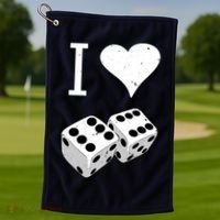 I Heart Dice Rolling Playing Betting Gambling Love Golf Towel thumb 1